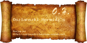Oszlanszki Hermiás névjegykártya